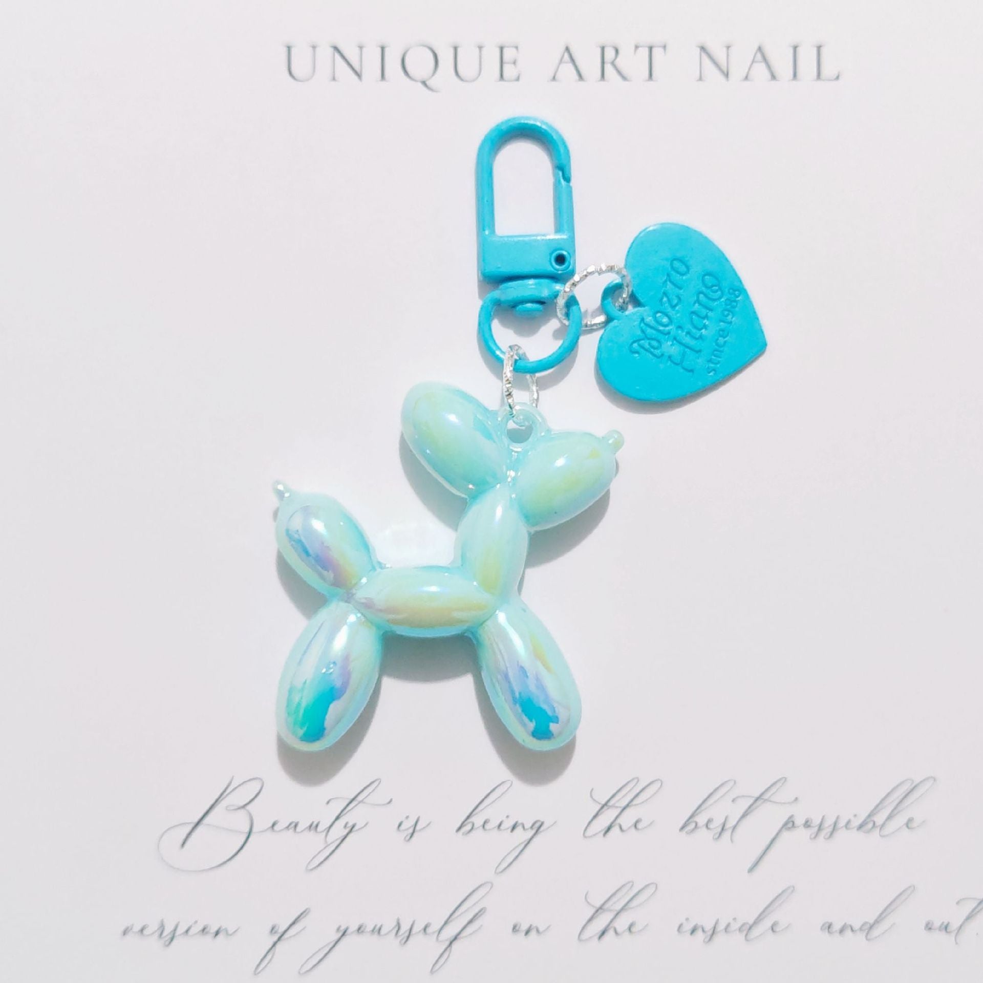 Balloon Heart Punk Dog Keychain