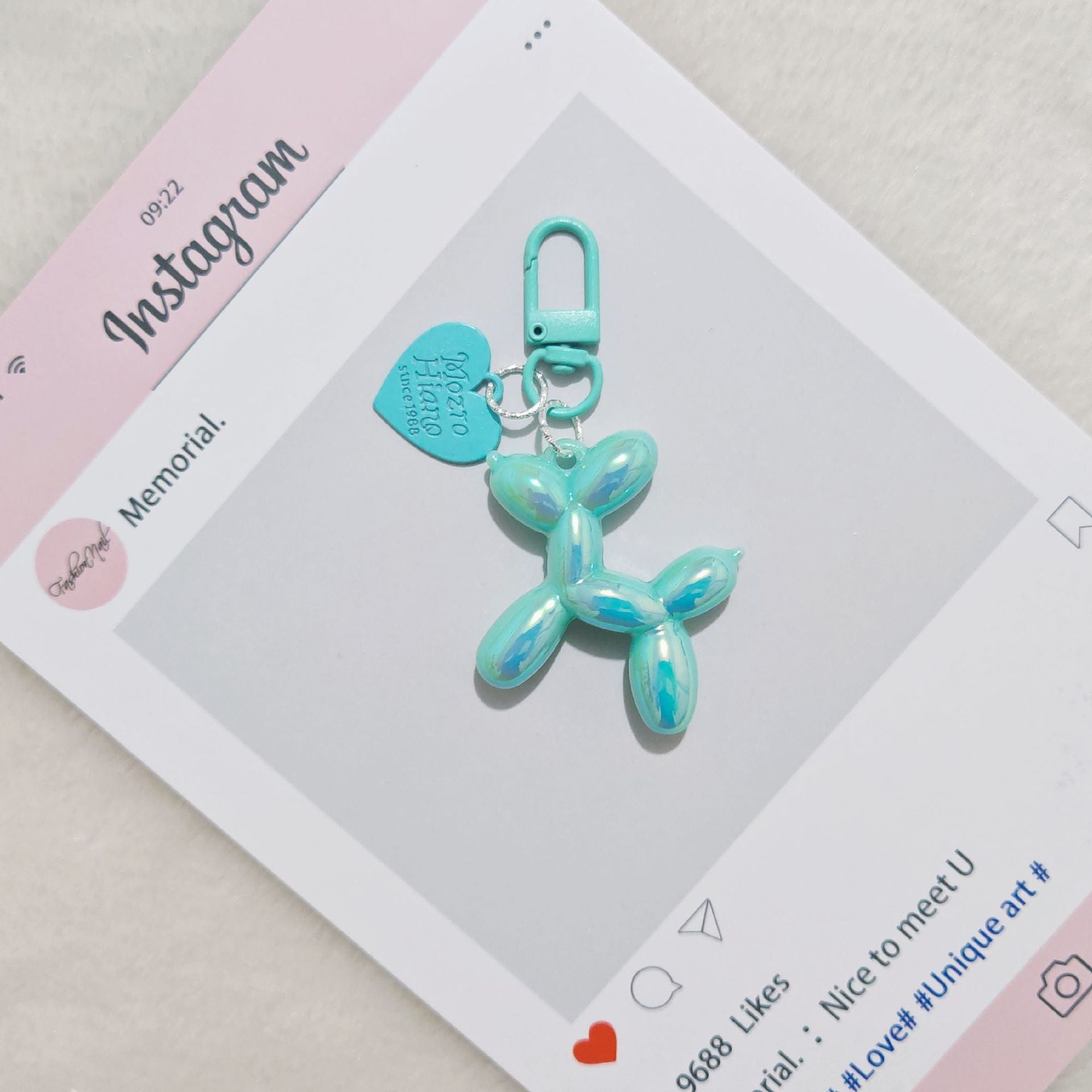 Balloon Heart Punk Dog Keychain