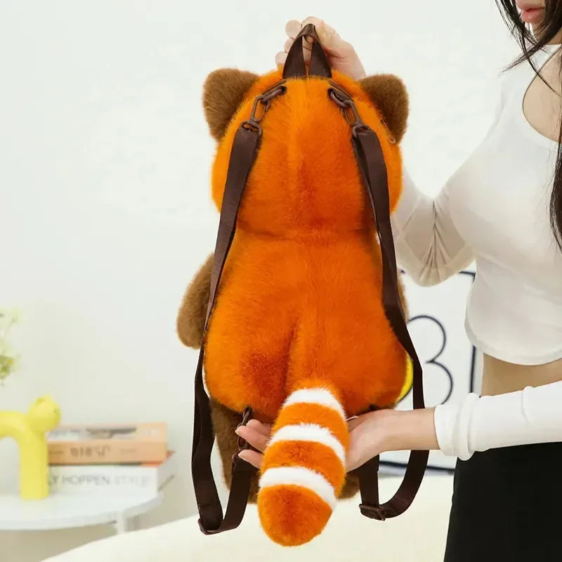Realistic Red Panda Plush Backpack