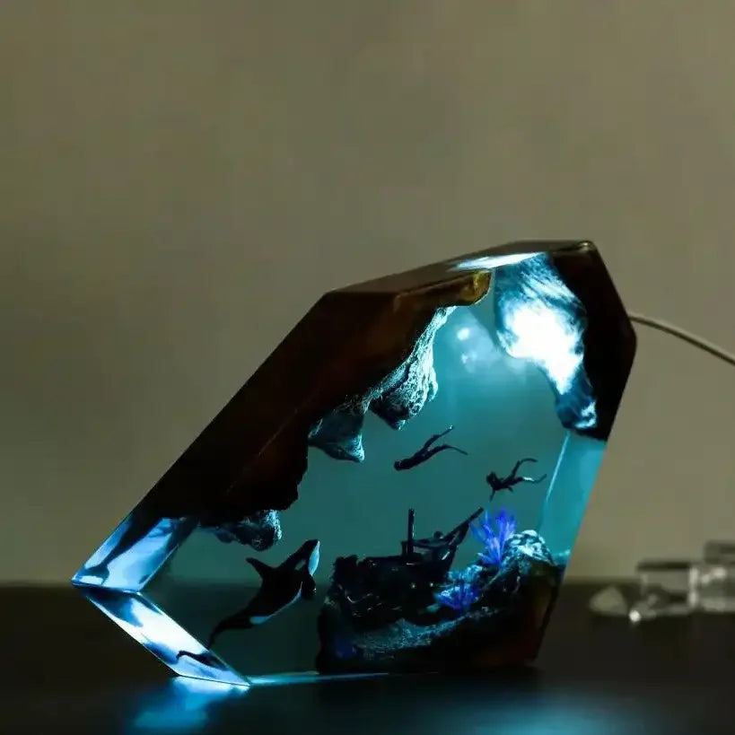 Sea Dreams Whale & Diver Resin Light