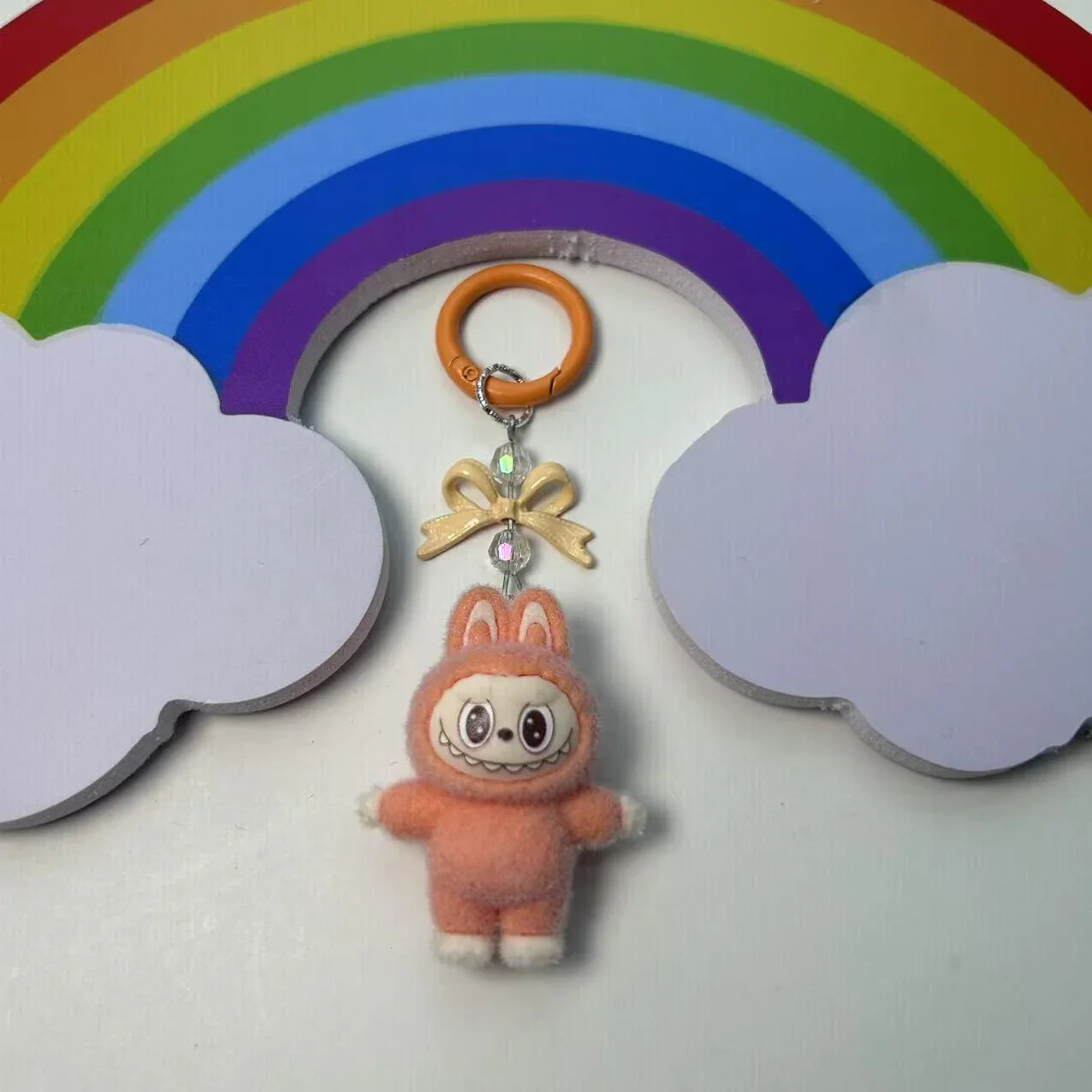 Labubu Crystal Bow Charm Keychain