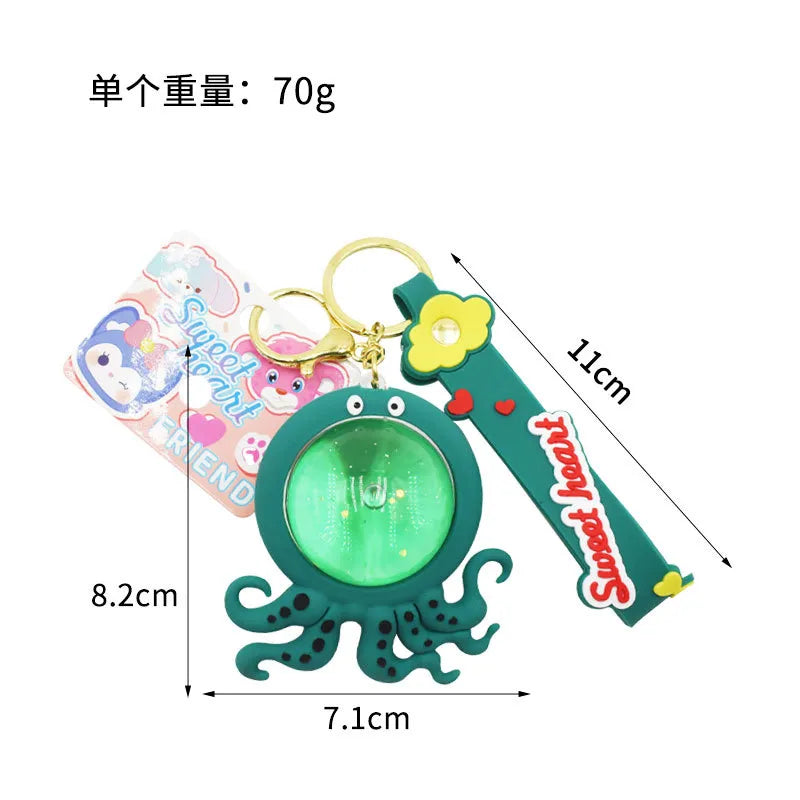 Ocean Sparkle Octopus Liquid Keychain