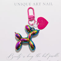 Balloon Heart Punk Dog Keychain