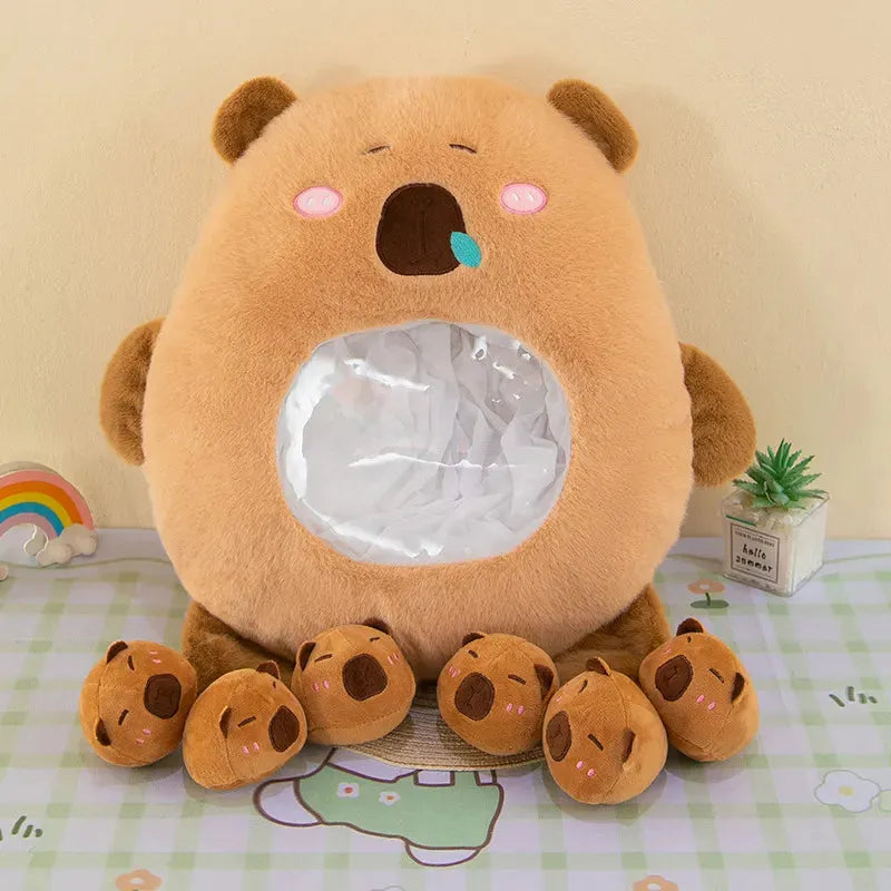 Capybara Babies Transparent Plush Pillow