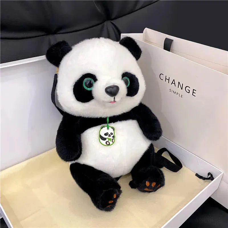 Cute Bell Panda Plush Backpack