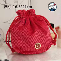 Luxury Designer Black & Red Drawstring Bag