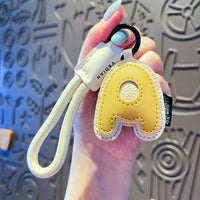 Signature Style Leather Letter Keychain