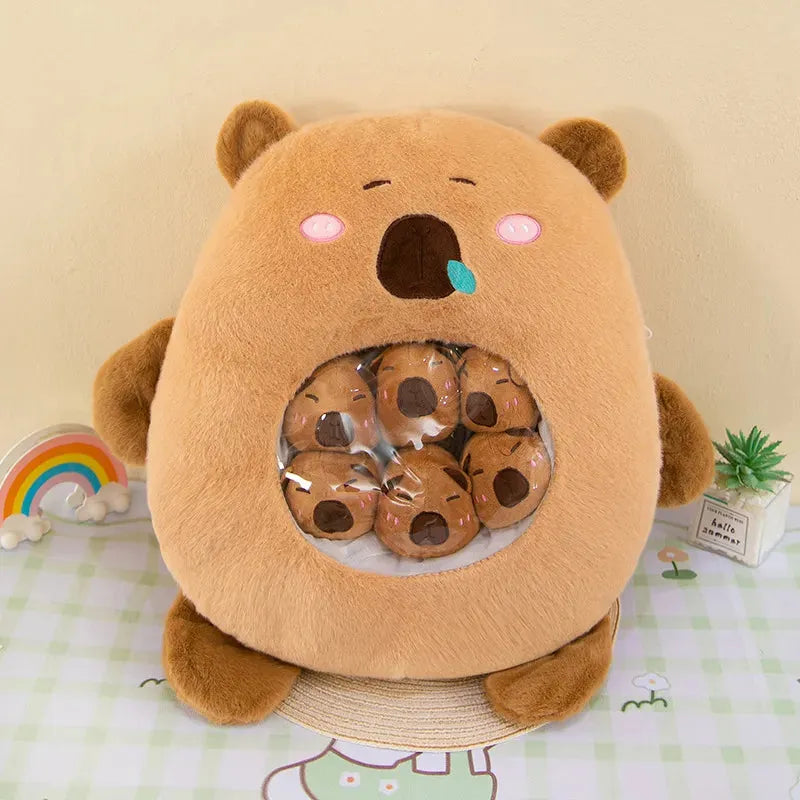 Capybara Babies Transparent Plush Pillow