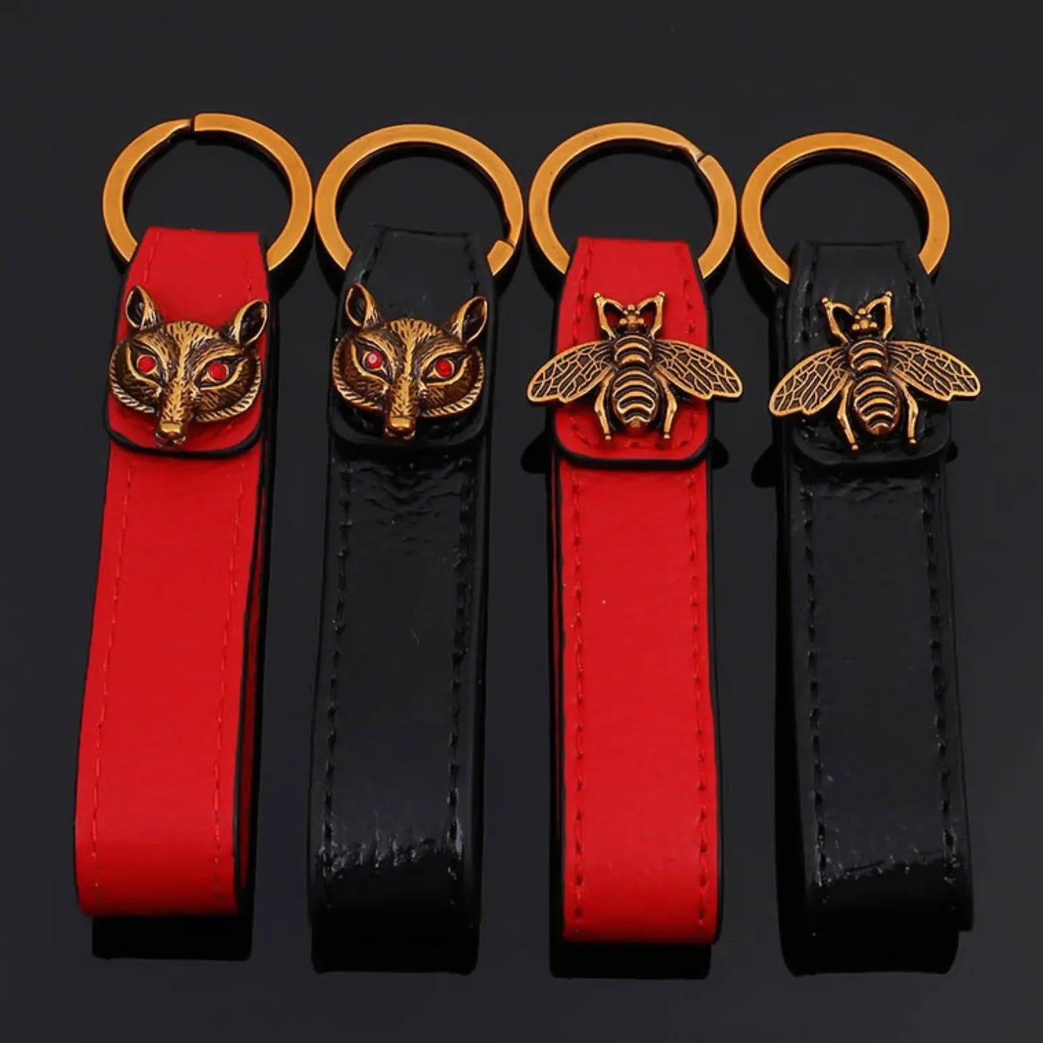 Luxury Bronze Critter Leather Keychain