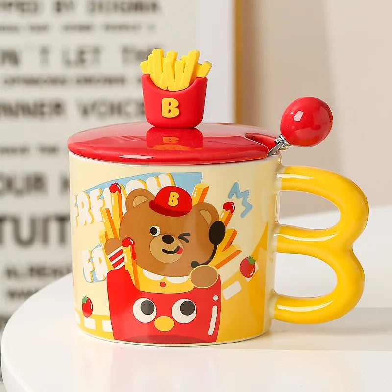 French Fries Bear Ceramic Mug (400 ml)