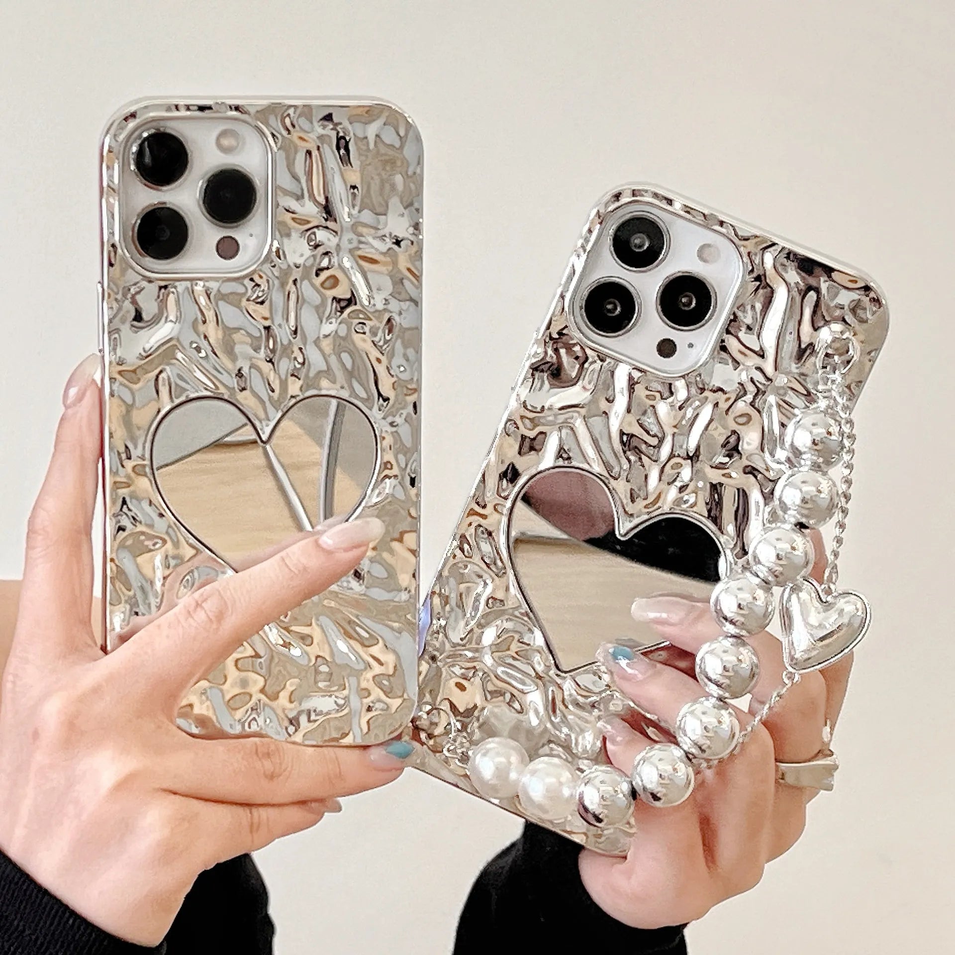 Glossy Heart Mirror Phone Case (For iPhones)