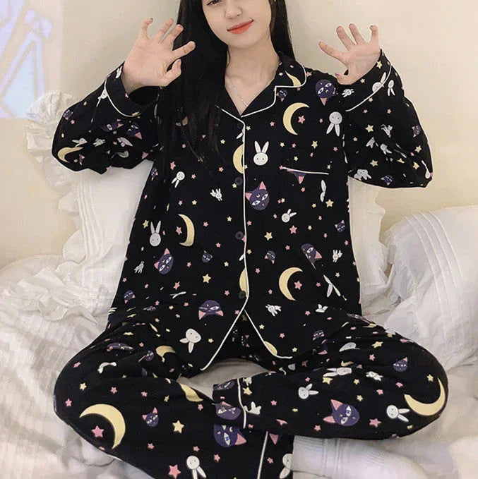 Kawaii Luna Cat Pajamas Suits PN5678 - Bear Hugs