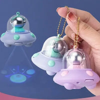 Astronaut Flying Saucer LED Keychain