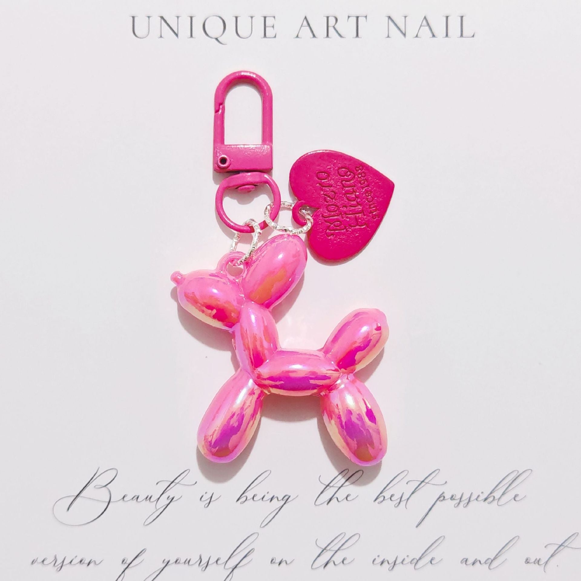 Balloon Heart Punk Dog Keychain