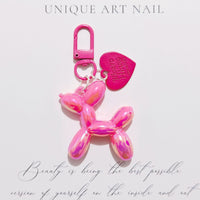 Balloon Heart Punk Dog Keychain