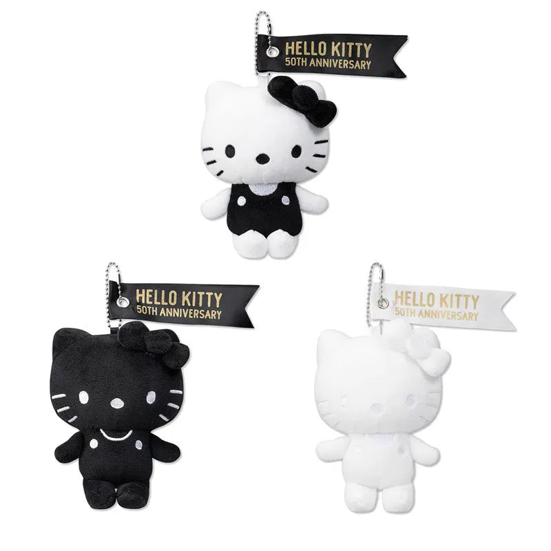 Hello Kitty 50th Anniversary B&W Plush Keychain