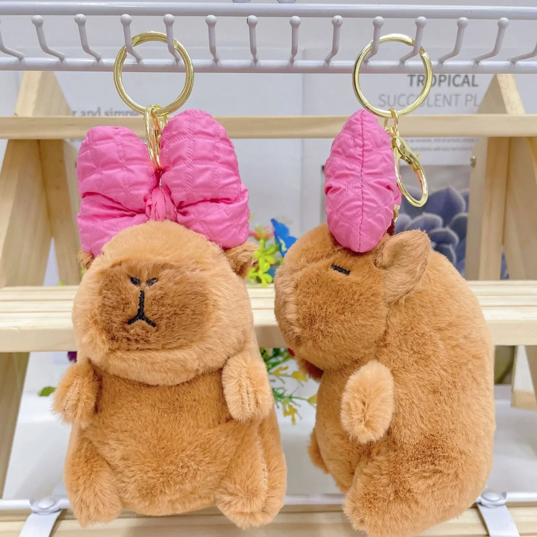 Giant Bow Bliss Capybara Plush Keychain
