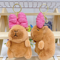 Giant Bow Bliss Capybara Plush Keychain