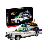 Ghostbusters Ecto-1 model with packaging in the background