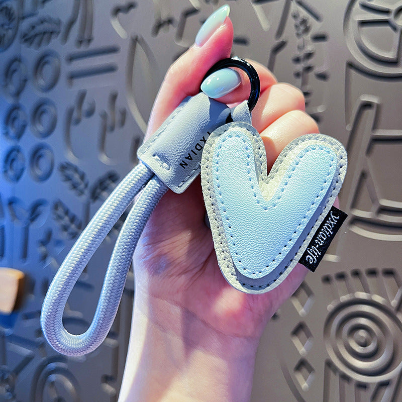 Signature Style Leather Letter Keychain