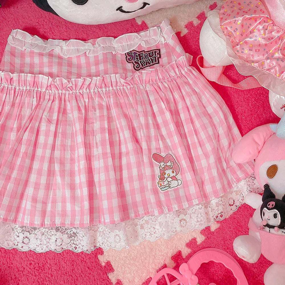 Fashion Anime Embroidered Pleated Skirt PN3832 - Bear Hugs