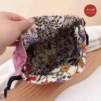 Floral Luxury Drawstring Makeup Pouch