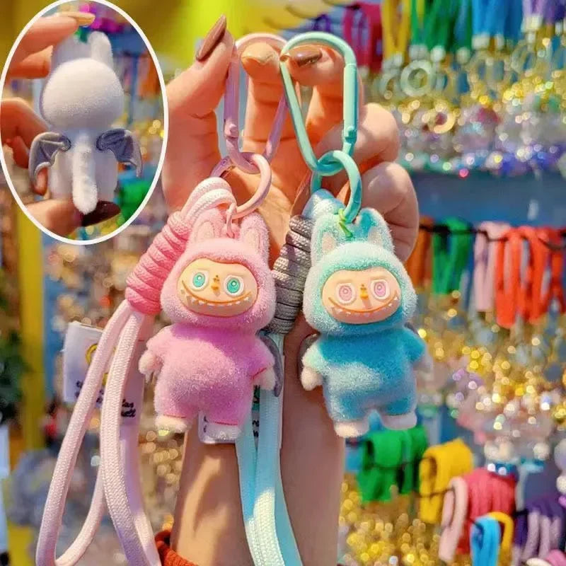 Standing Labubu Flocking Keychain