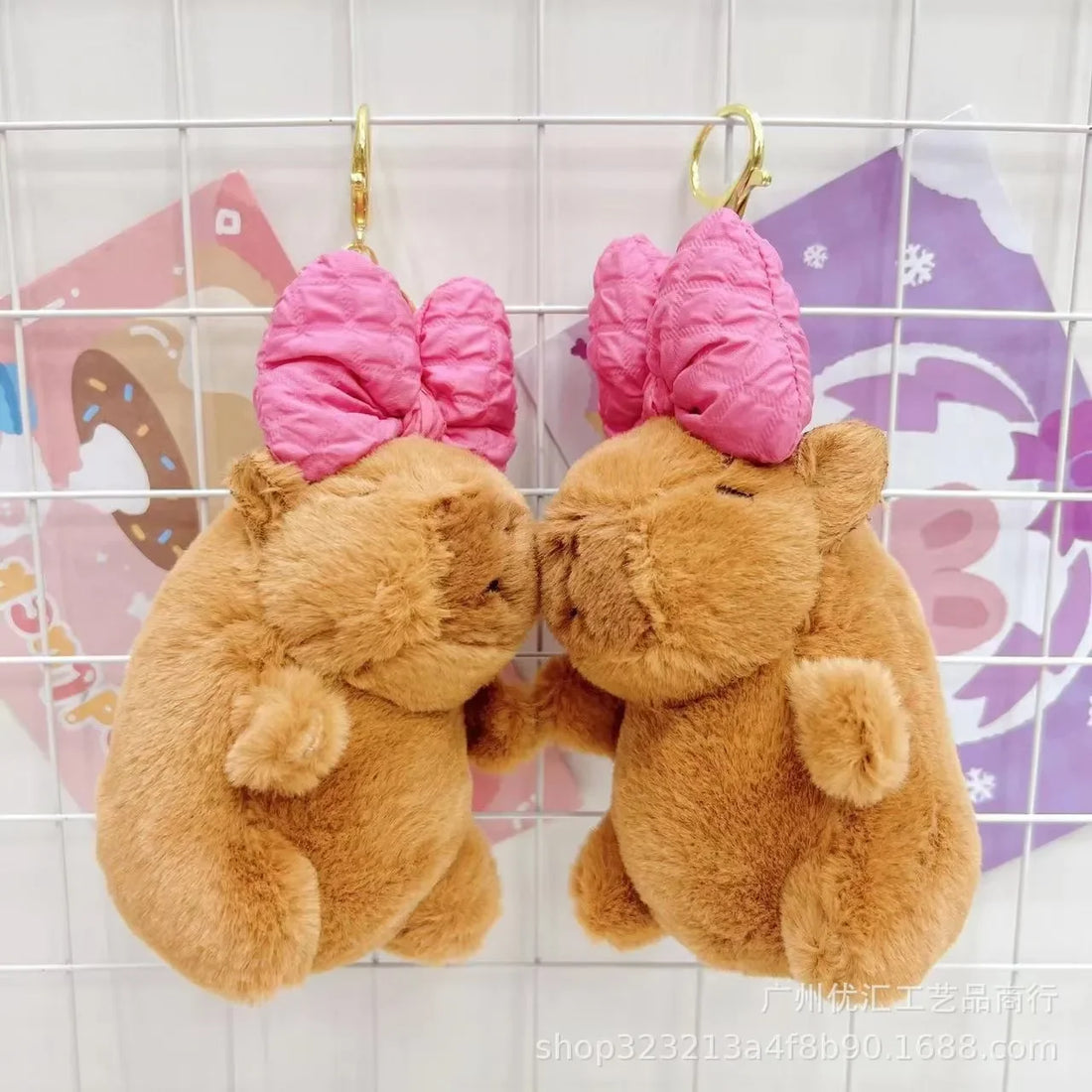 Giant Bow Bliss Capybara Plush Keychain