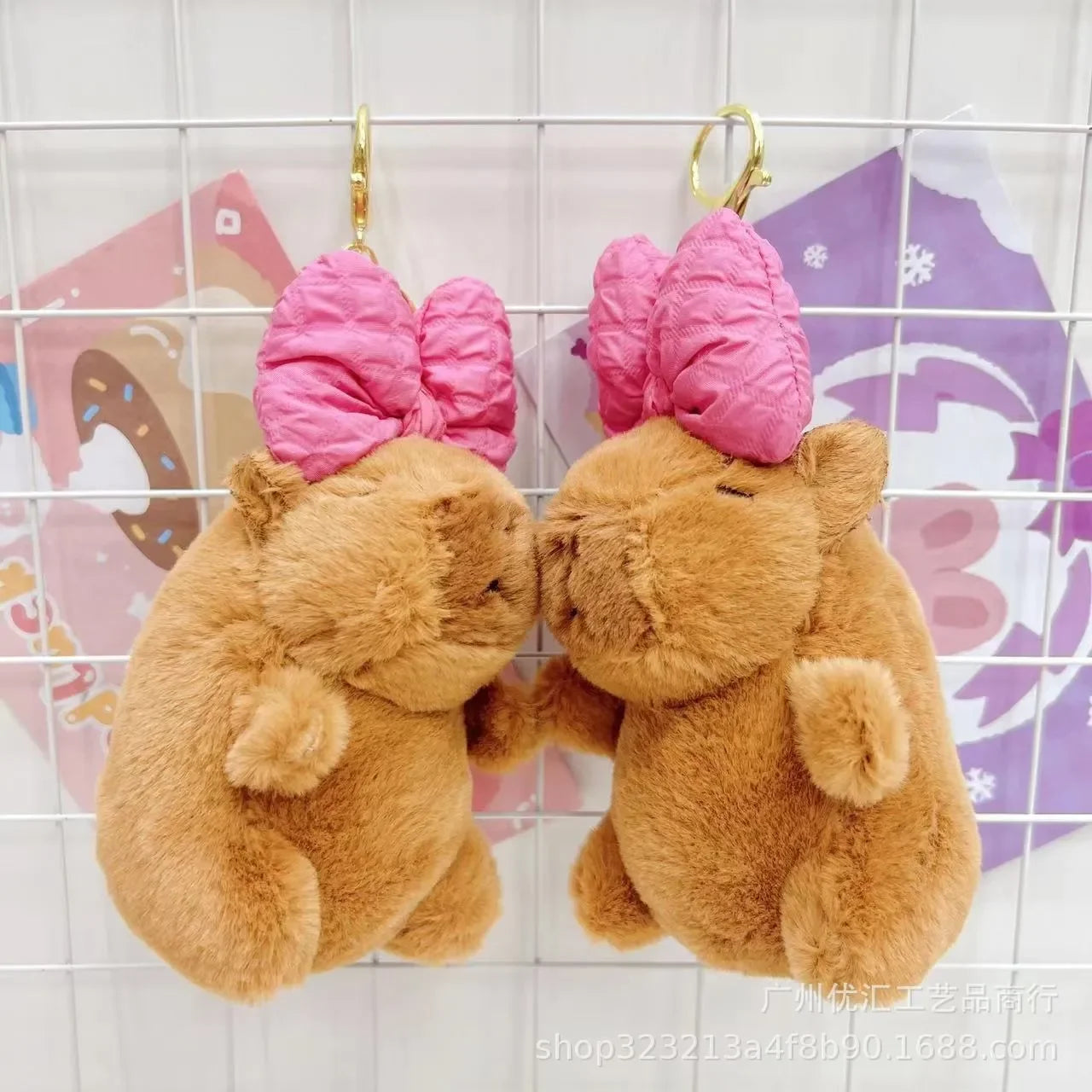 Giant Bow Bliss Capybara Plush Keychain