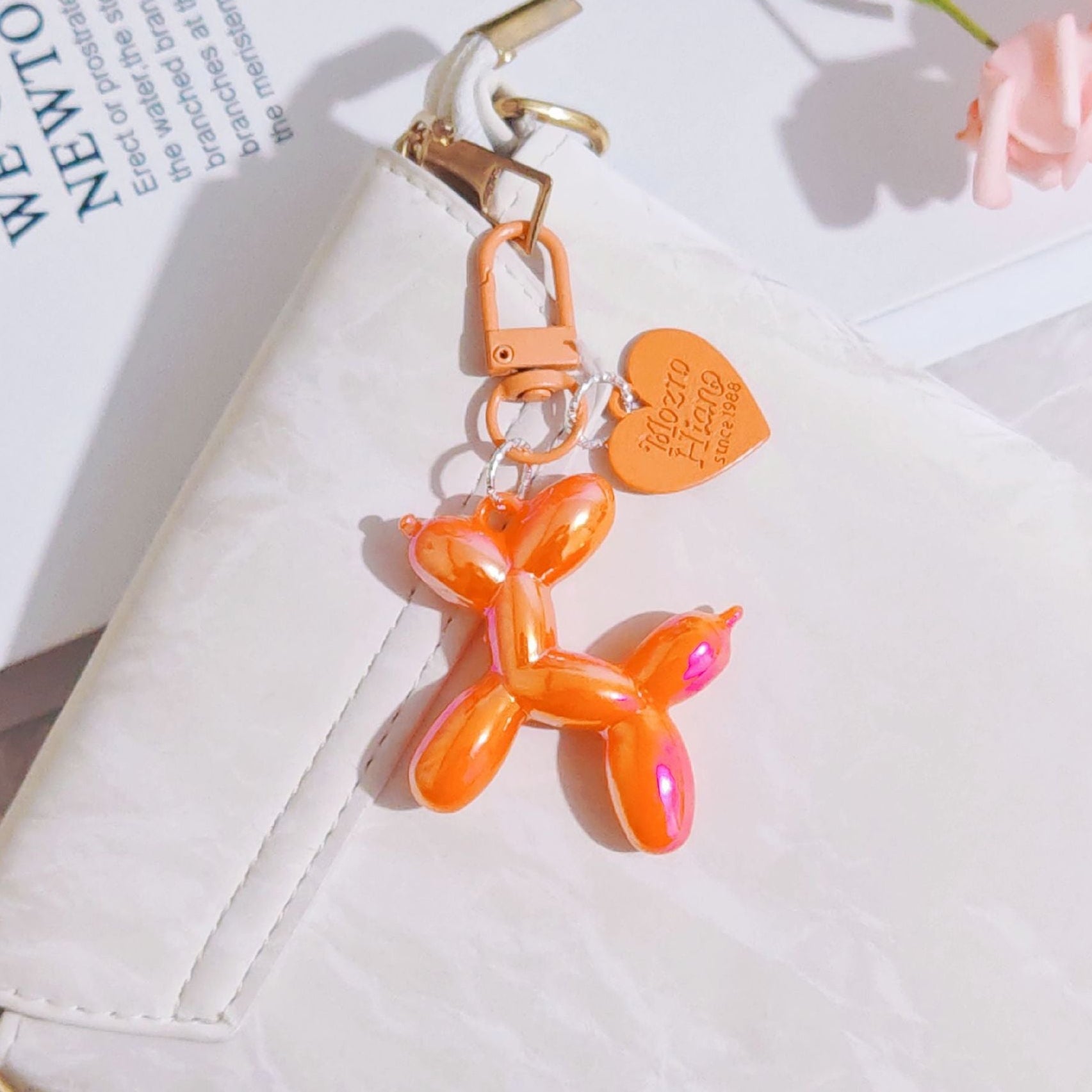 Balloon Heart Punk Dog Keychain