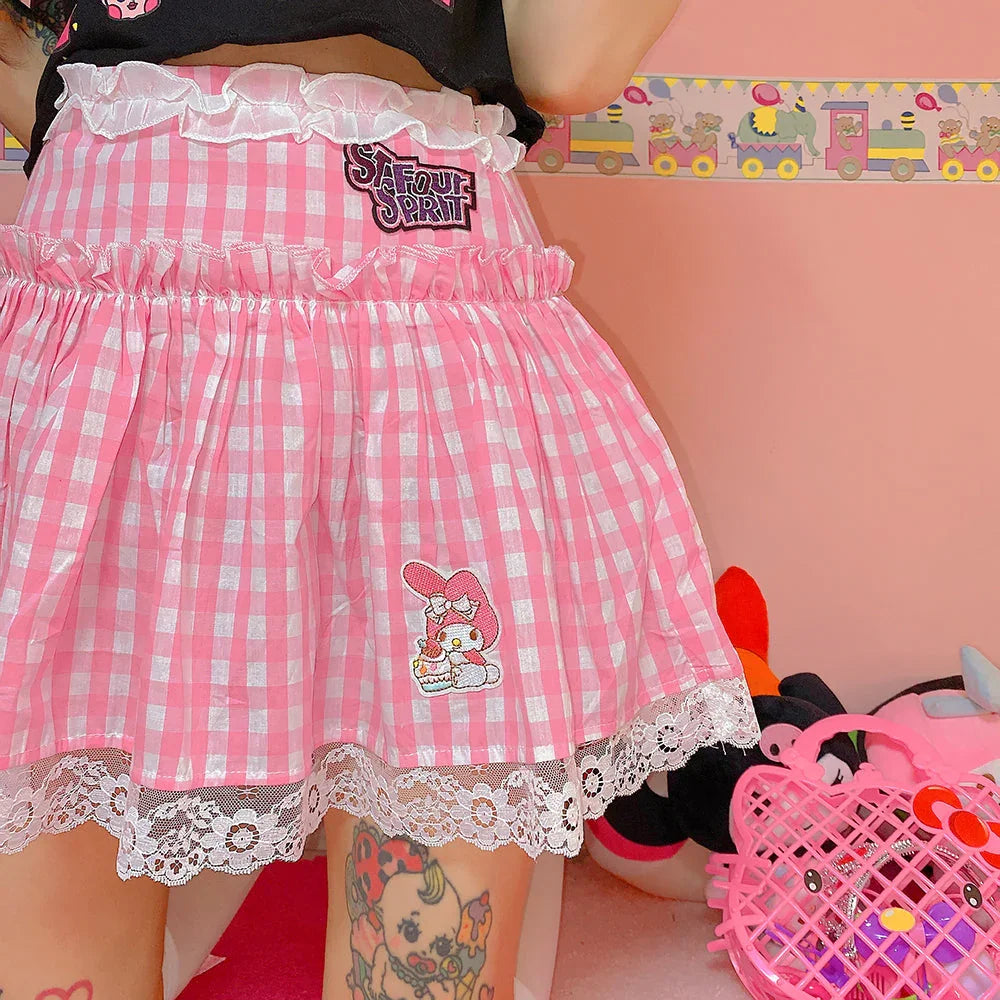 Fashion Anime Embroidered Pleated Skirt PN3832 - Bear Hugs