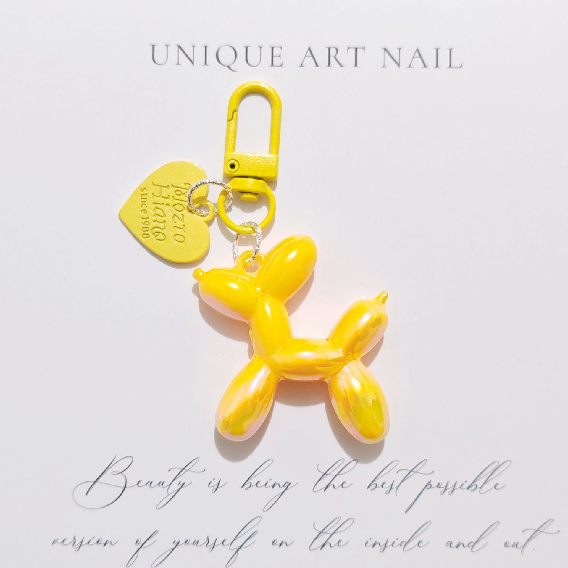 Balloon Heart Punk Dog Keychain