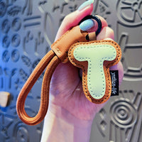 Signature Style Leather Letter Keychain
