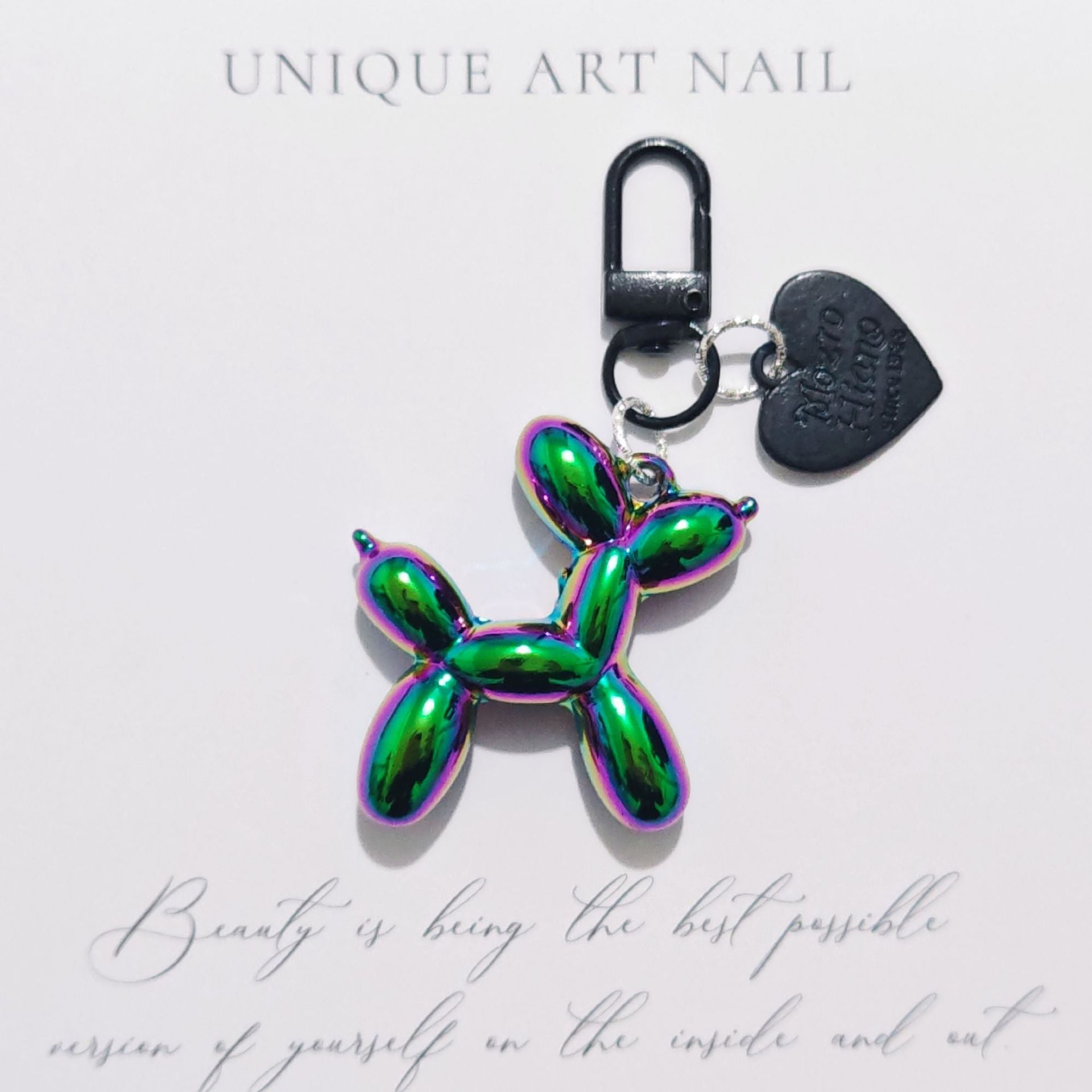 Balloon Heart Punk Dog Keychain