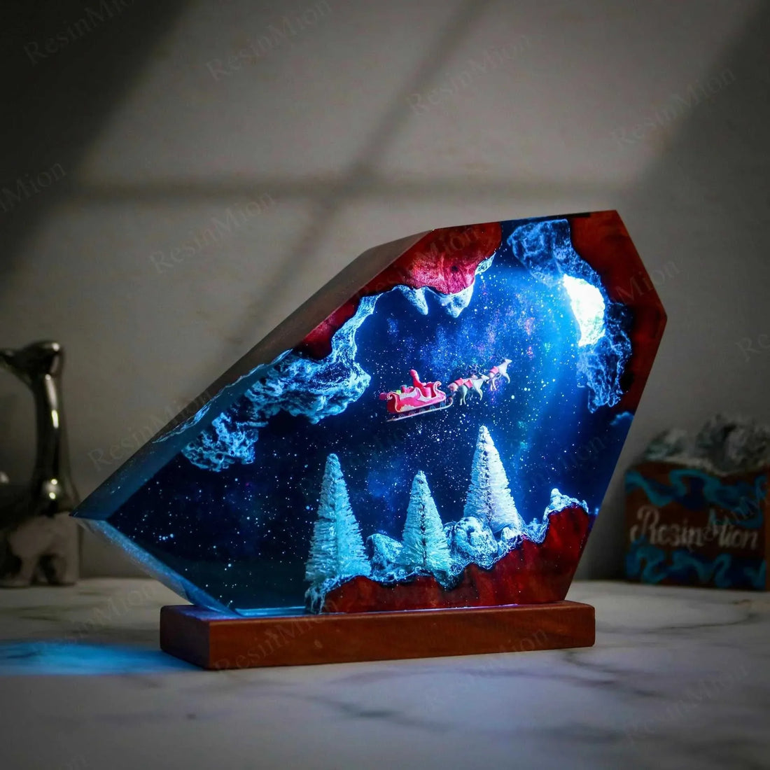 Santa Claus Winter Sky Resin Night Light