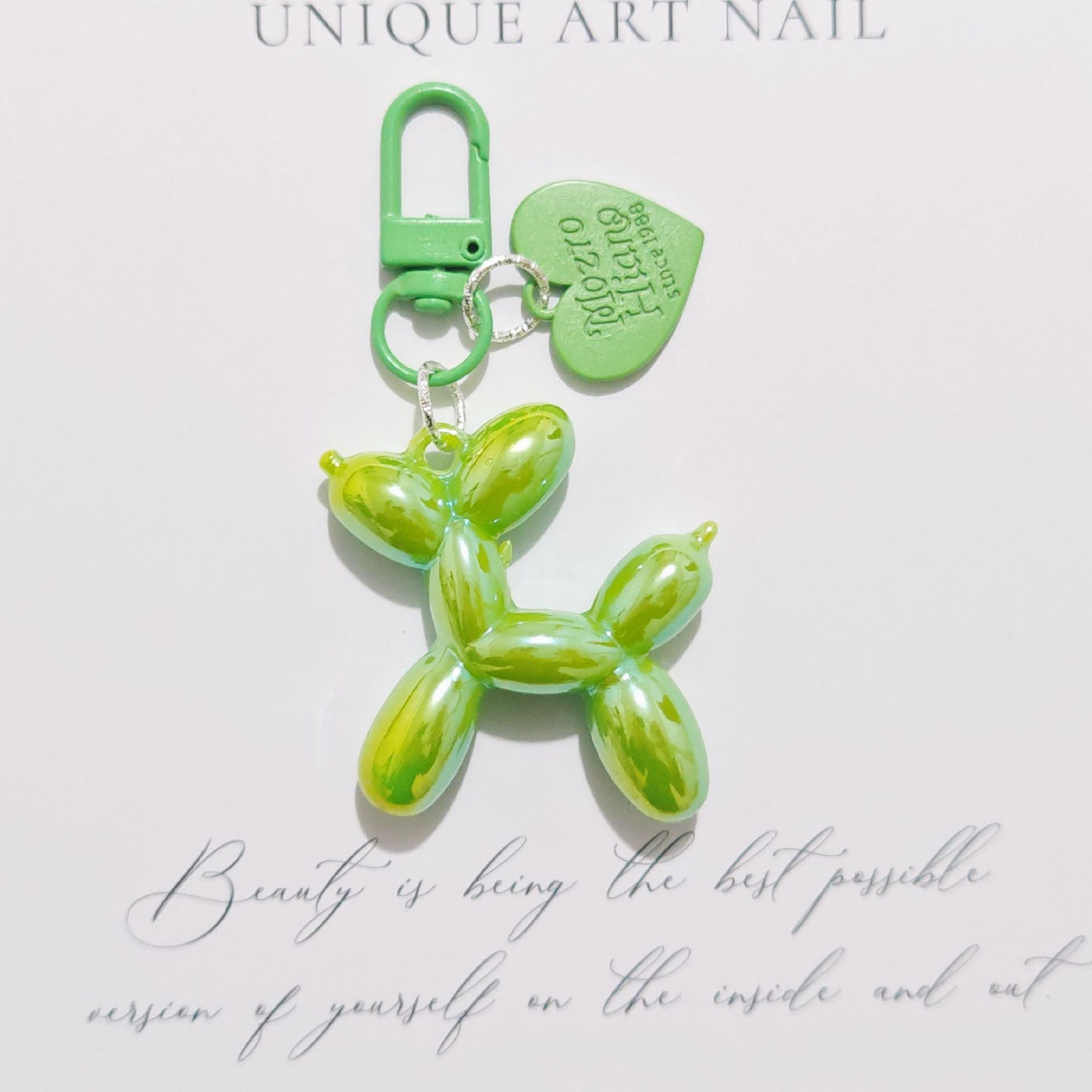 Balloon Heart Punk Dog Keychain
