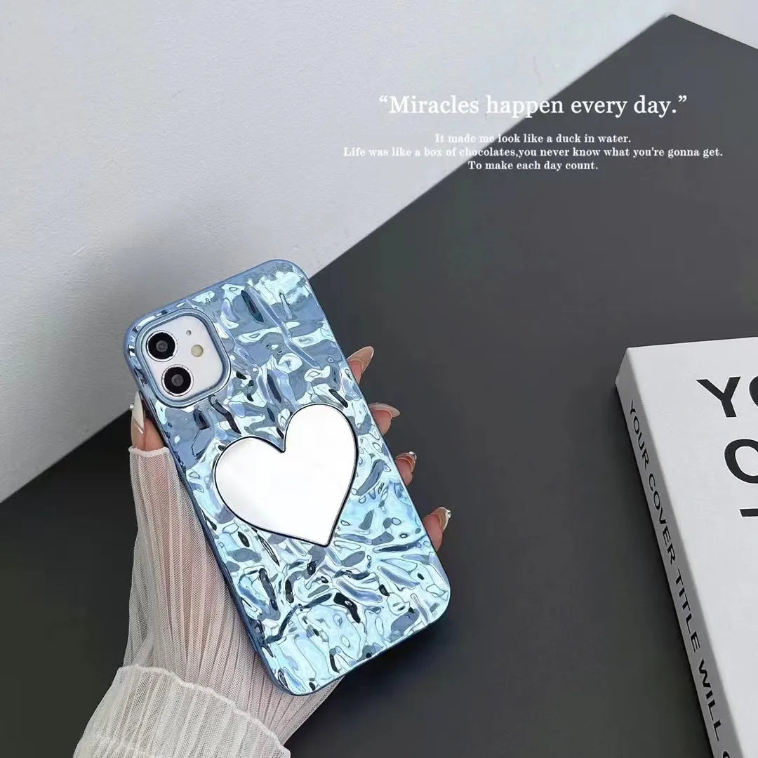 Glossy Heart Mirror Phone Case (For iPhones)