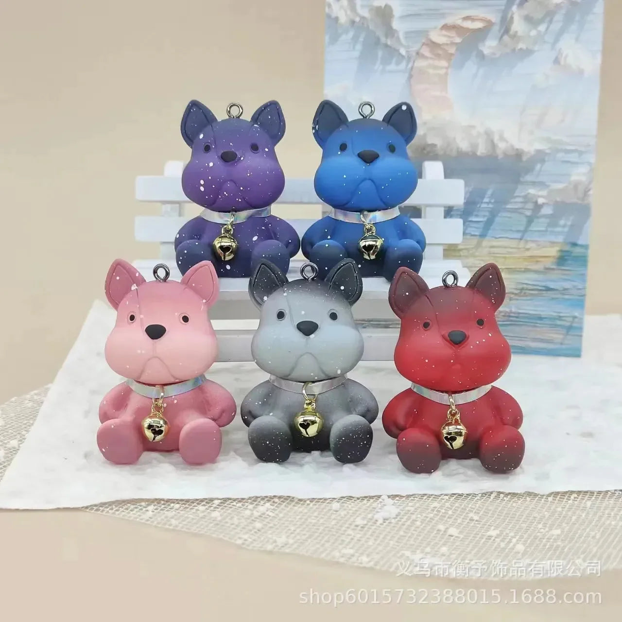 Porte-clés en acrylique dégradé de chiot étoilé 