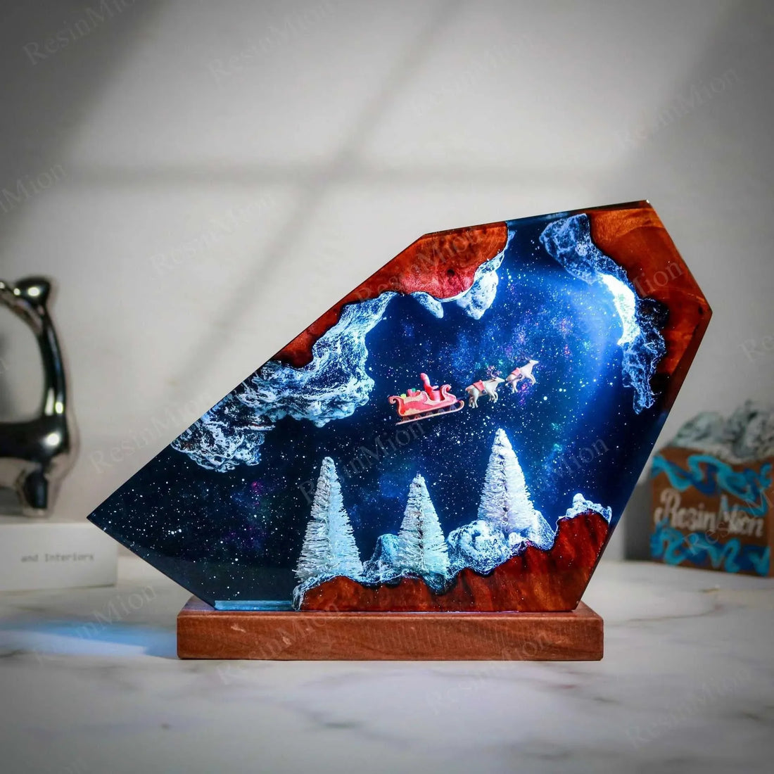 Santa Claus Winter Sky Resin Night Light