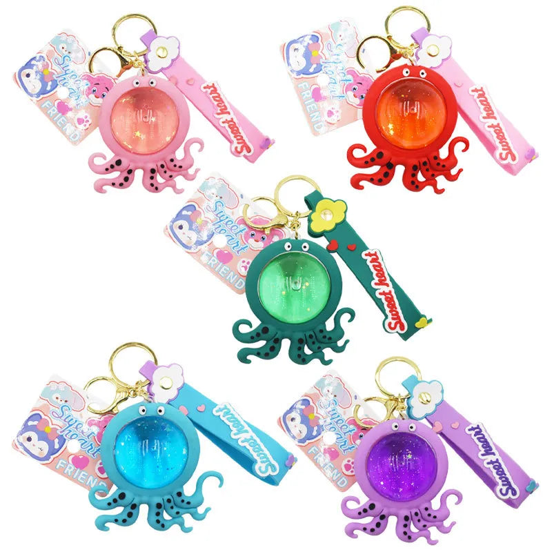 Ocean Sparkle Octopus Liquid Keychain