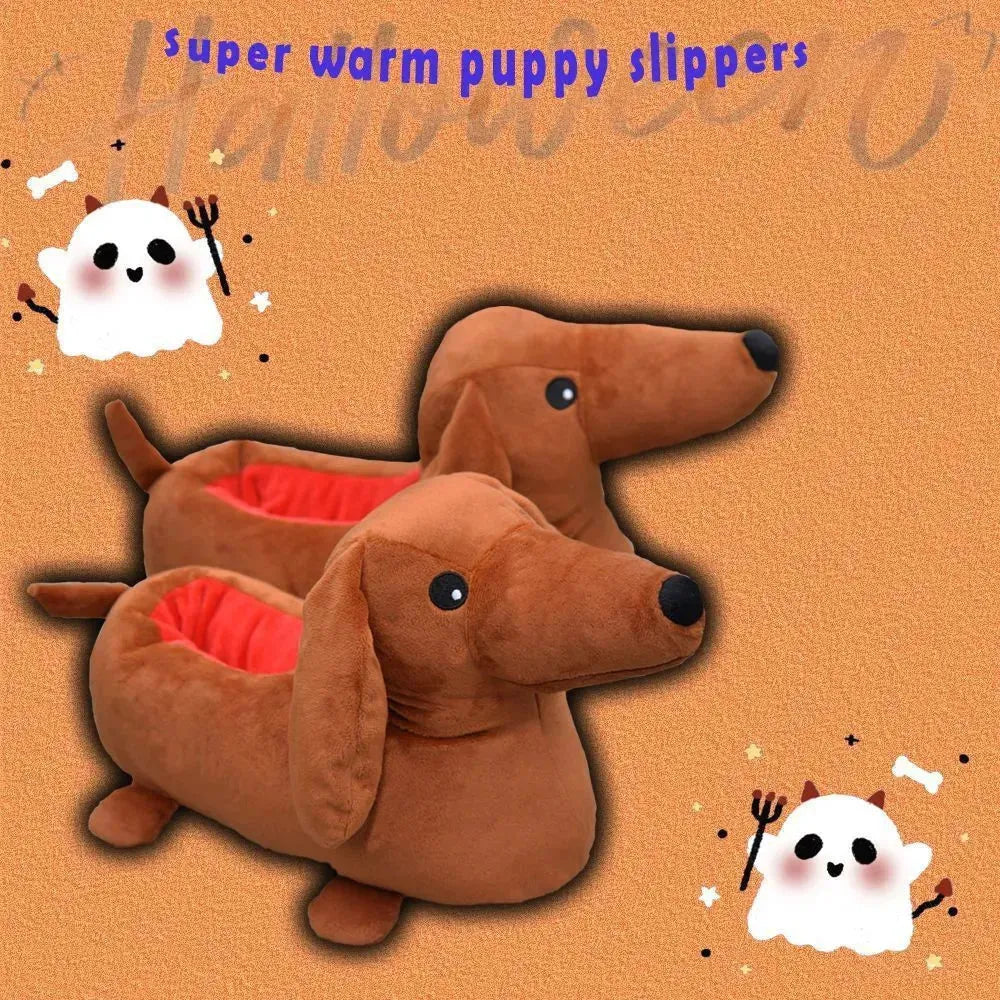 Dachsund Puppy Warm Indoor Slippers