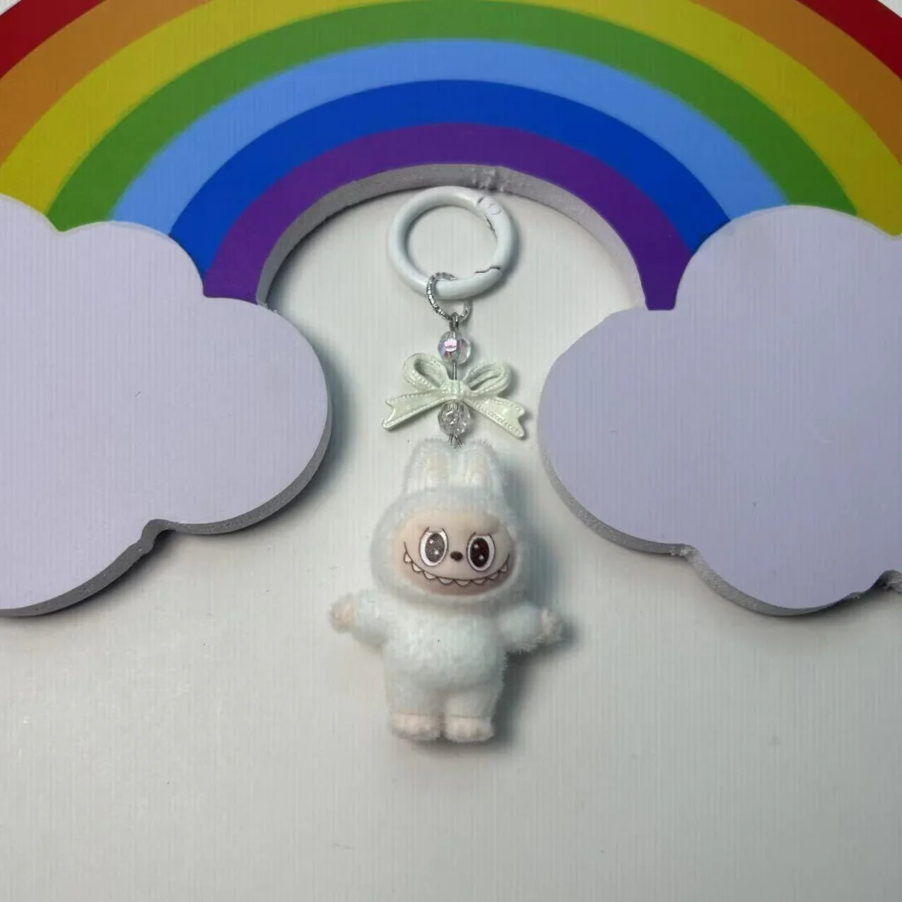 Labubu Crystal Bow Charm Keychain