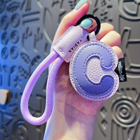 Signature Style Leather Letter Keychain