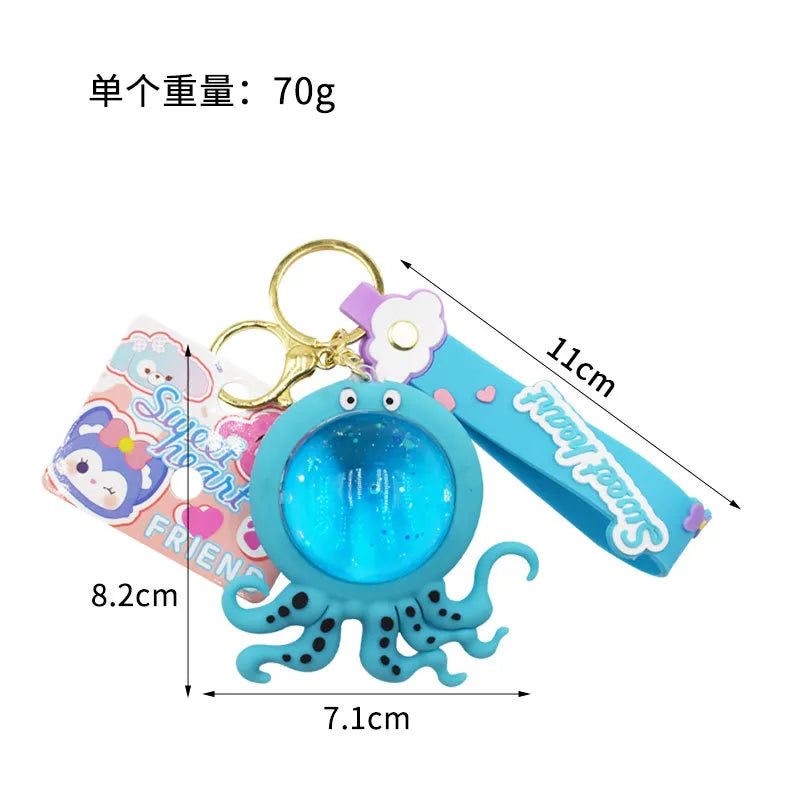 Ocean Sparkle Octopus Liquid Keychain