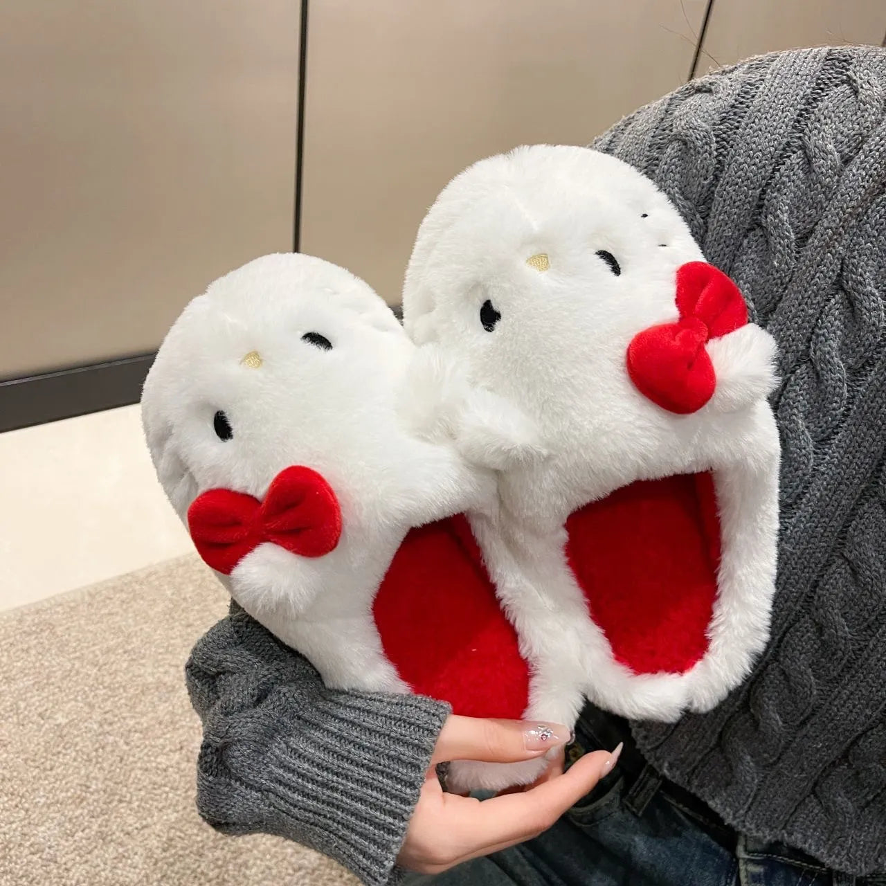 Hello Kitty Fur Plush Slippers