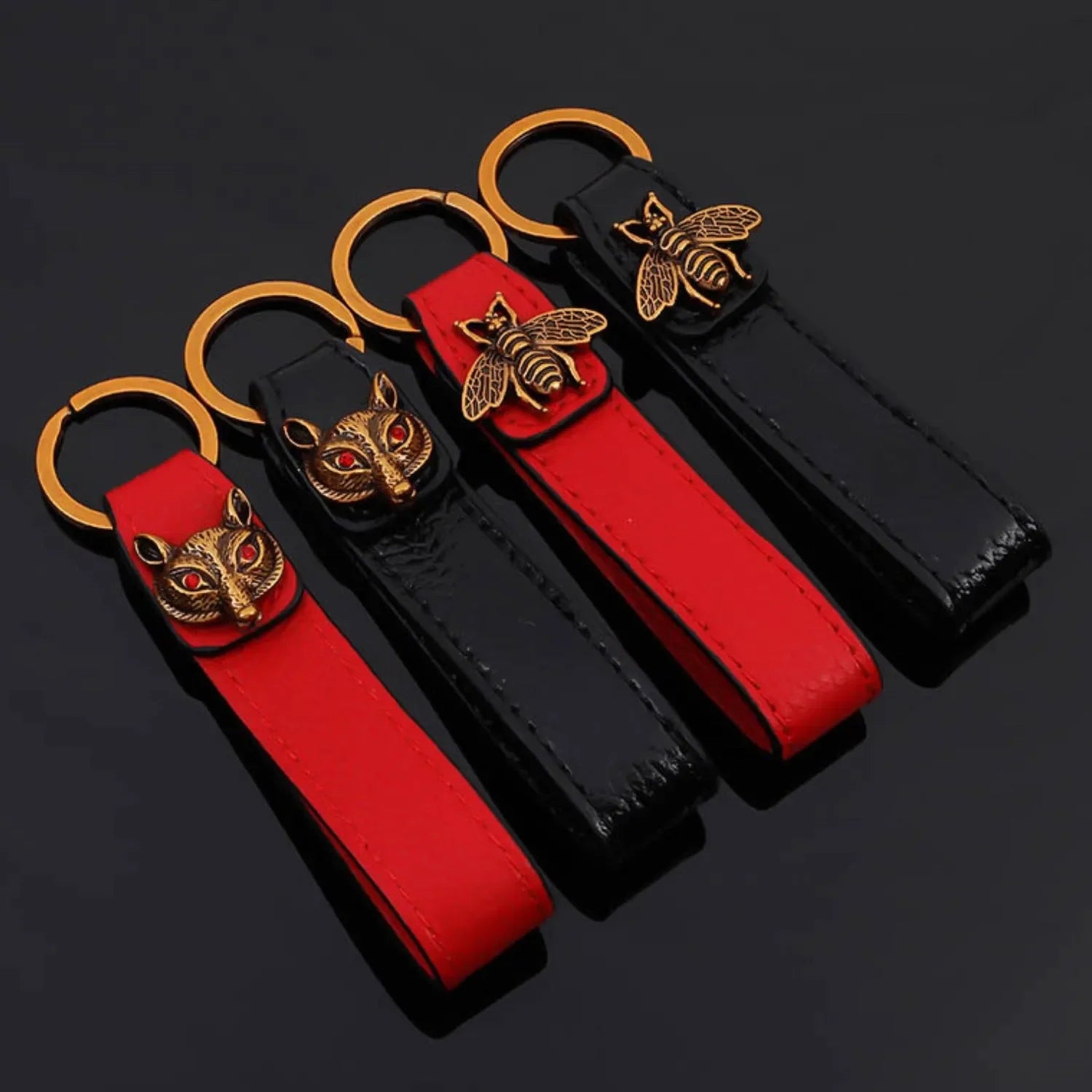 Luxury Bronze Critter Leather Keychain