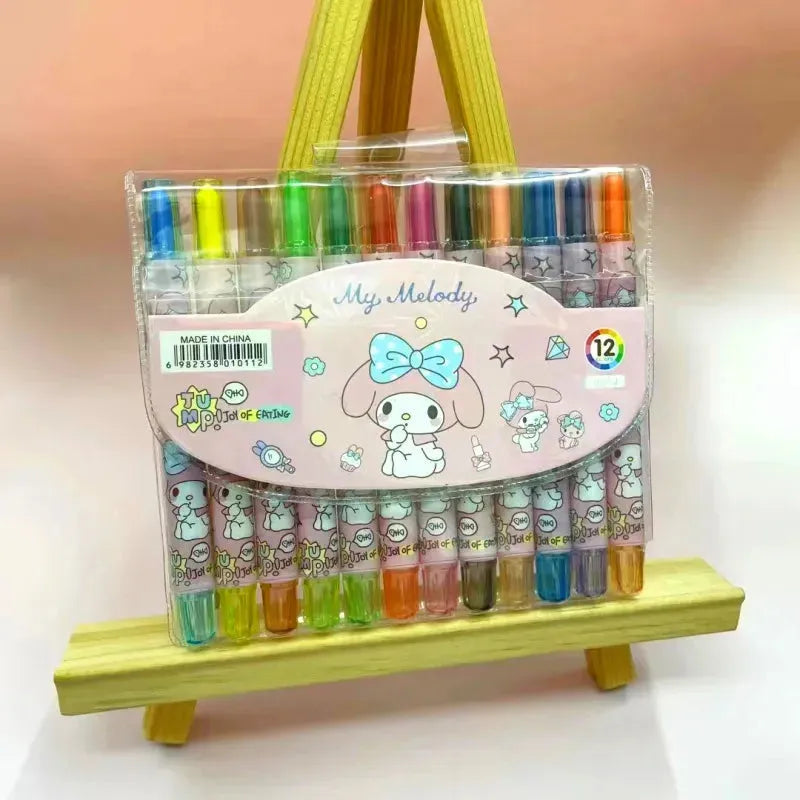 Sanrio Rainbow Crayon Set (12 Pcs)