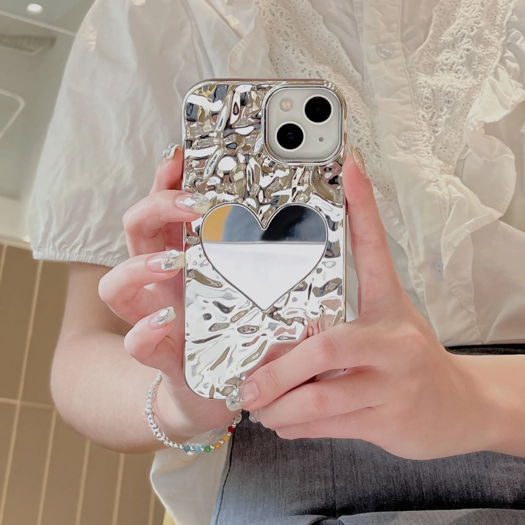 Glossy Heart Mirror Phone Case (For iPhones)