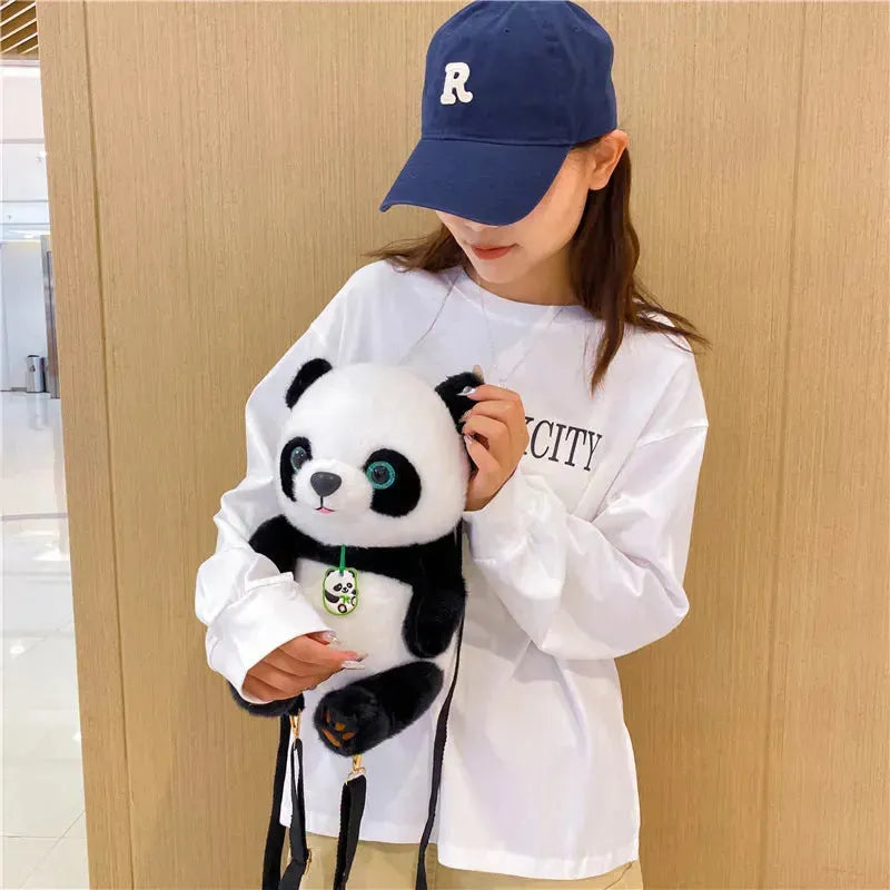 Cute Bell Panda Plush Backpack