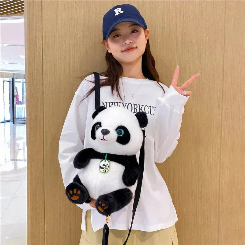 Cute Bell Panda Plush Backpack